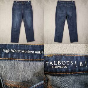 Talbots Jeans Womens Flawless Modern Ankle Blue Size 8 Stretch High Rise